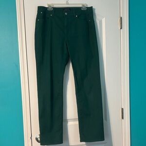 Talbots Women's High Rise Straight Leg Jeans in Deep Forest Green